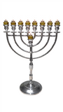24" Chanukah Menorah for Home or Shul - Silver Aluminum