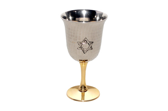 KIDDUSH CUP WITH STAR OF DAVID ENGRAVED AND HAMMERED EFFECT