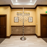 63" Extra Large Chanukah Menorah for Shul - Silver Aluminum