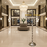 63" Extra Large Chanukah Menorah for Shul - Silver Aluminum