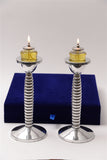 Pair of Elegant Aluminum Shabbat Candle Holders in gift Box