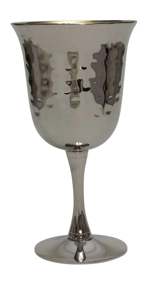 KIDDUSH CUP NICKEL PLATED AND HAMMERED EFFECT
