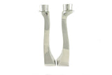 Pair of Polished Aluminum Shabbat Candle Holders in gift Box