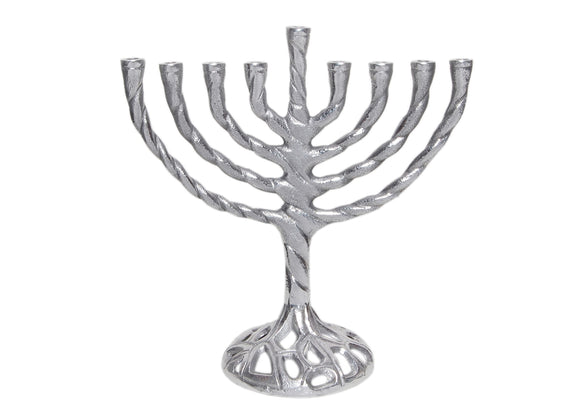 Menorah with Elegant Twisted Branch a Traditional Shape and Interesting Base
