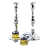 Silver Plated Shabbat Candle Holders Pair in Gift Box