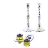 Silver Plated Shabbat Candle Holders Pair in Gift Box
